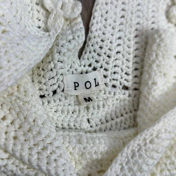 Pol ivory v-neck knit babydoll top size medium - Picture 3 of 6